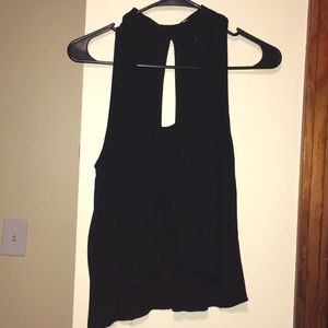 Black chocker neck tank top with slit back